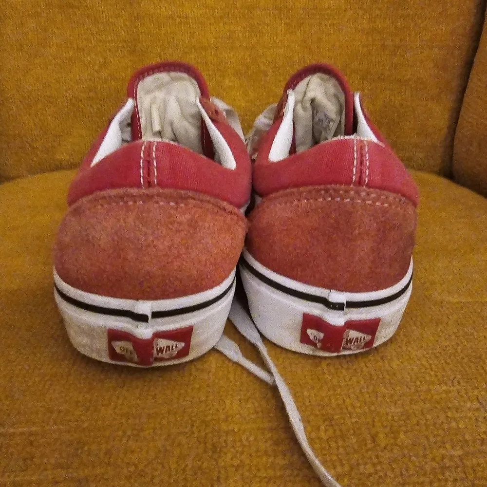 Vans Red and White Suede Sneakers